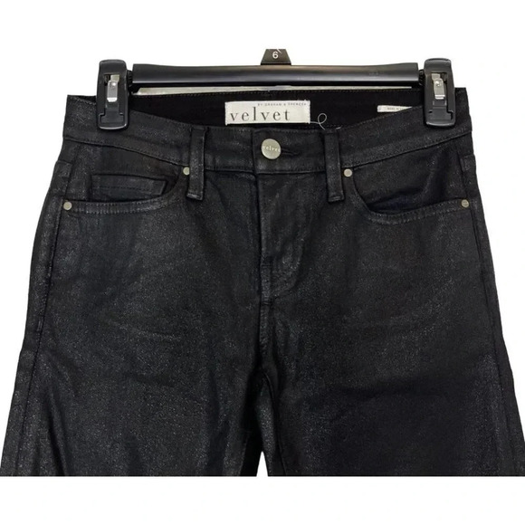 Velvet Graham & Spencer Wax Coated High Waisted Skinny Jeans Sz 25 Glossy - Picture 3 of 9